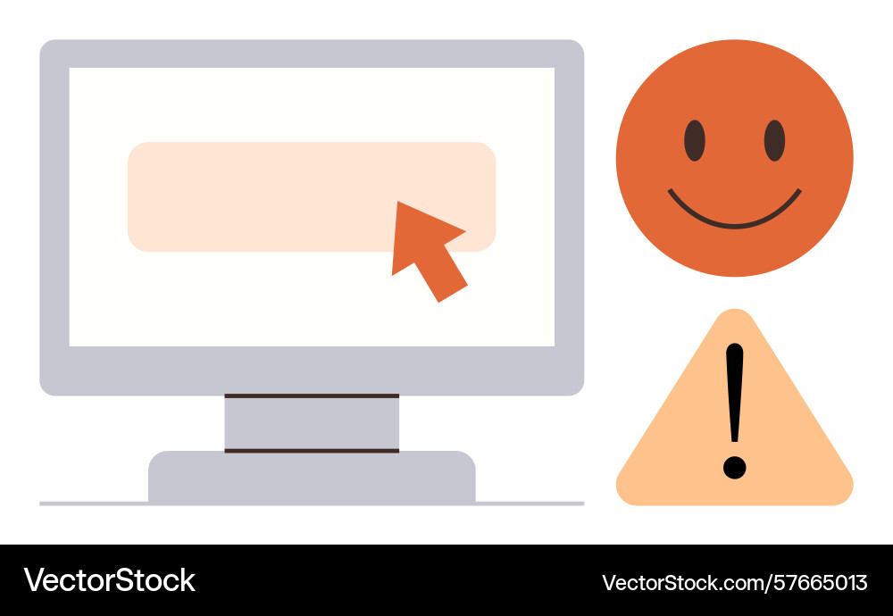 Computer screen with cursor happy face Computer screen with cursor happy face vector image