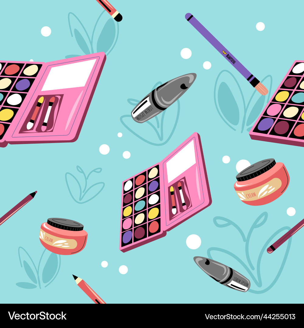 Cosmetics and make up palettes seamless pattern vector image