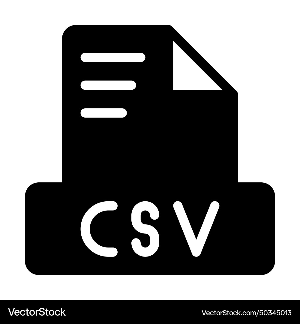 Csv file icon solid style simple design document Csv file icon solid style simple design document vector image