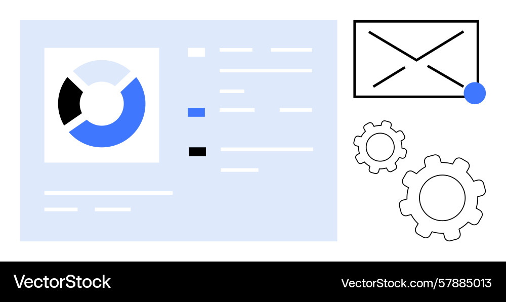 Data visualization dashboard with gear settings vector image