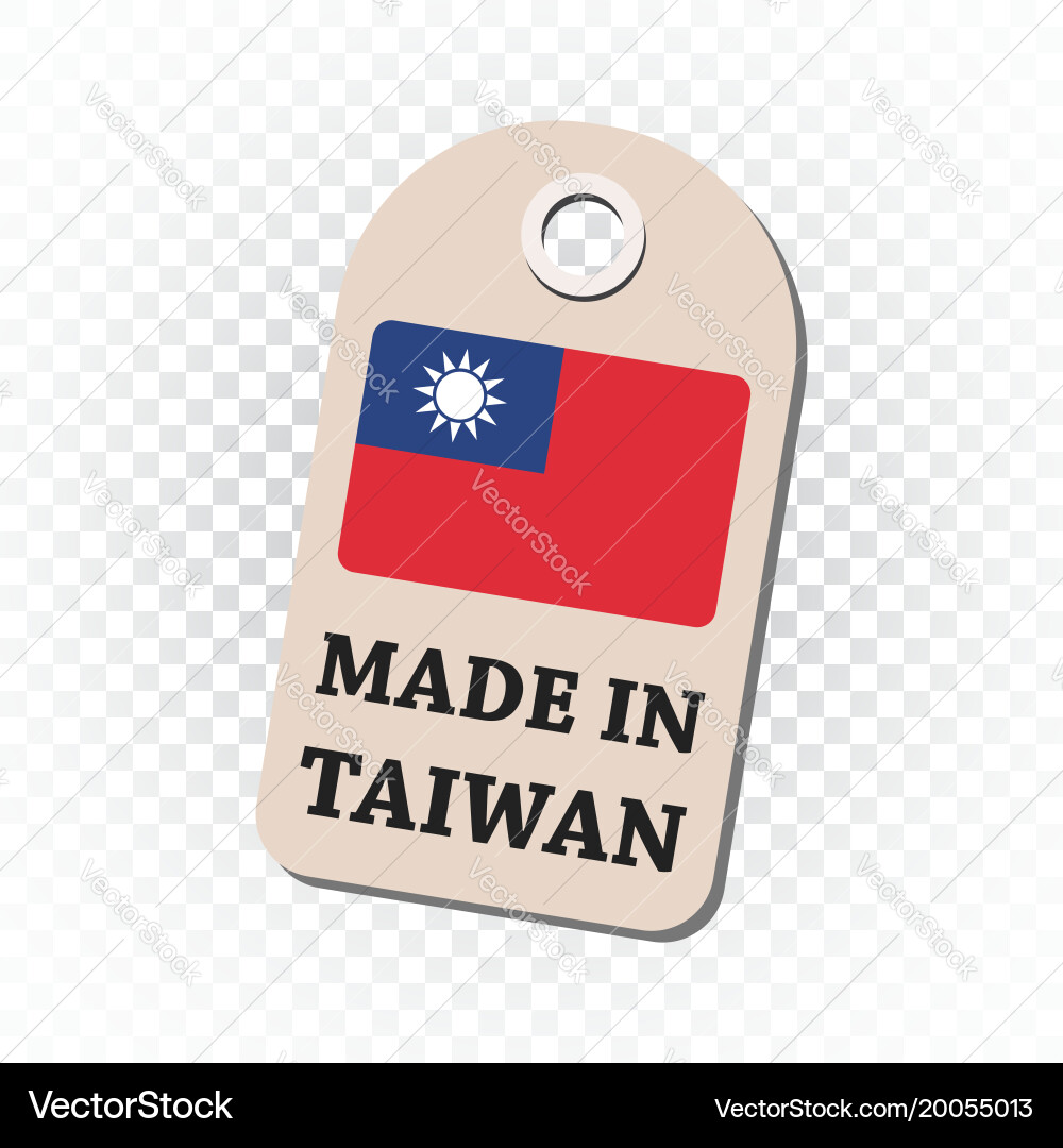 Hang tag made in taiwan mit flag auf isoliert Vektorbild