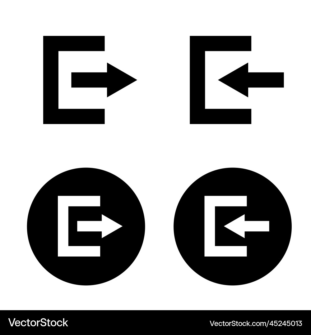 Login and logout icon set or web design ui Login and logout icon set or web design ui Vector Image