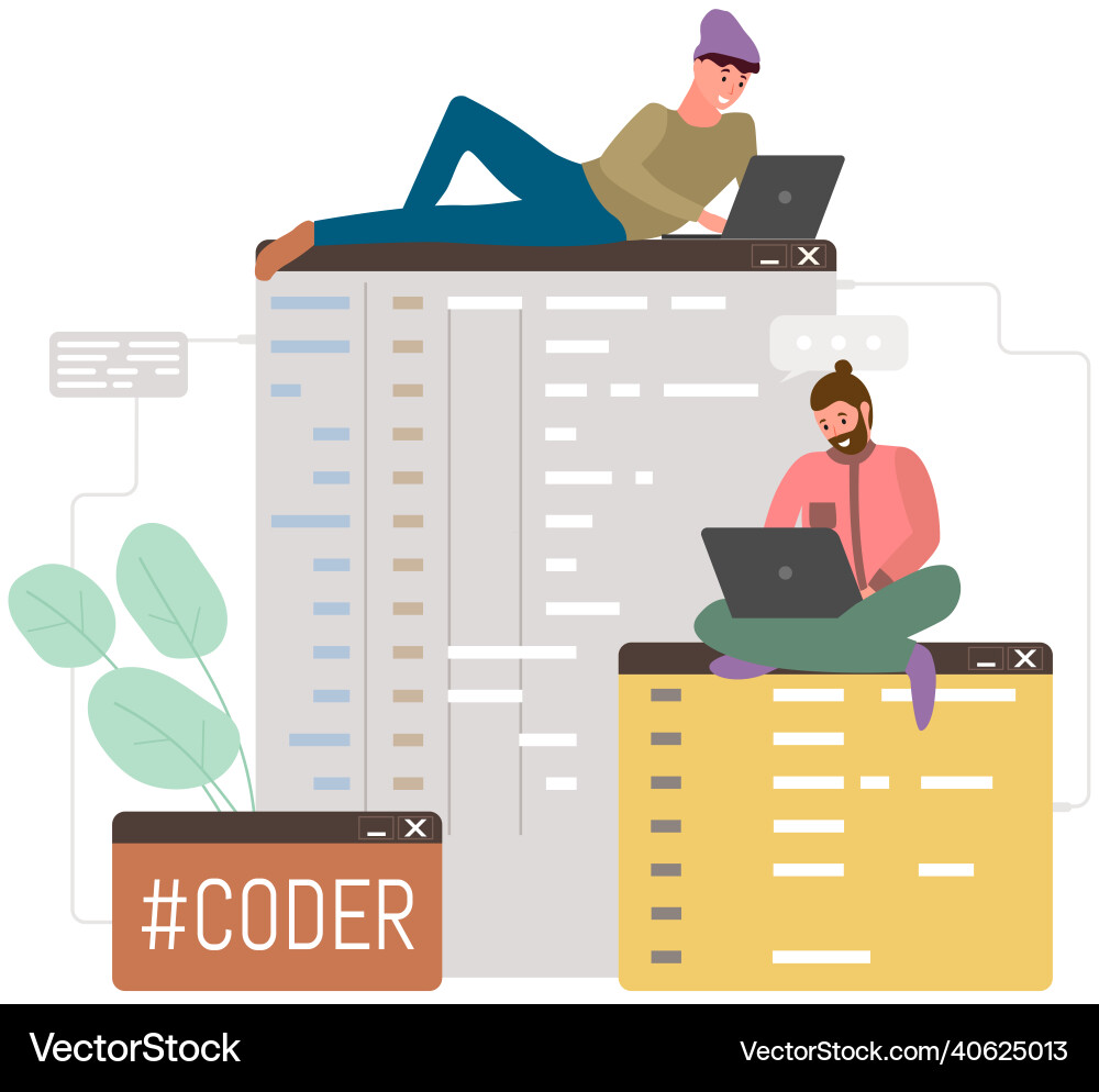 Men Programmierer mit und Laptops Programmierung Men Programmierer mit und Laptops Programmierung vektorbild