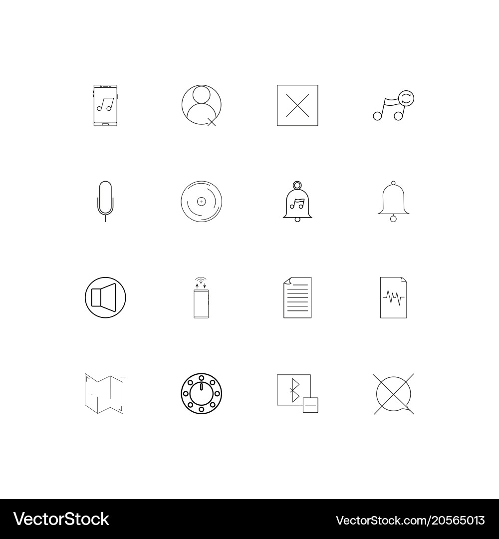 Music simple linear icons set outlined Vector Image