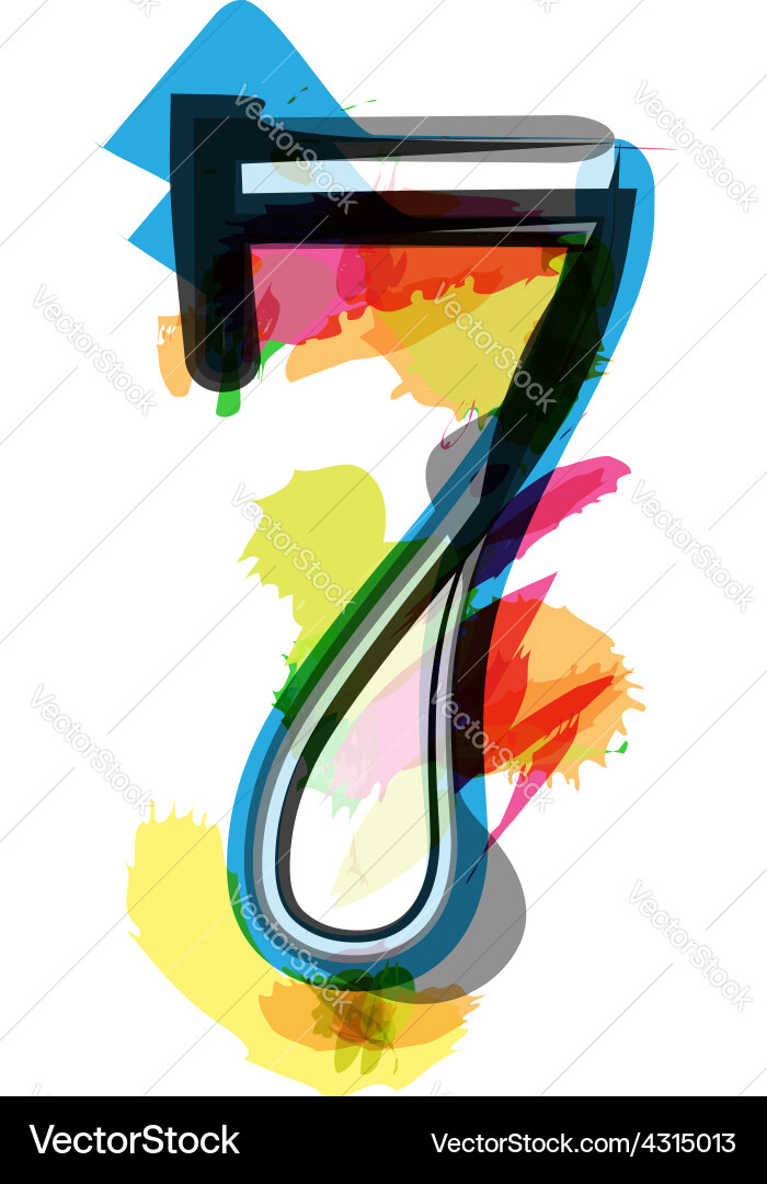 Number 7 Font - Creative Script vector image