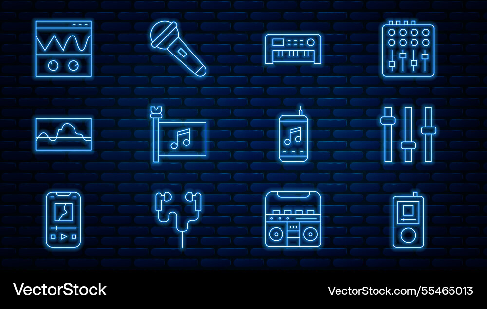 Set line music player equalizer synthesizer Vector Image