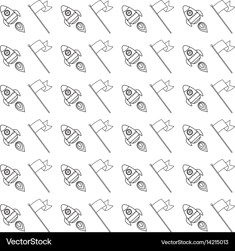 Spaceship and flag Vector Image