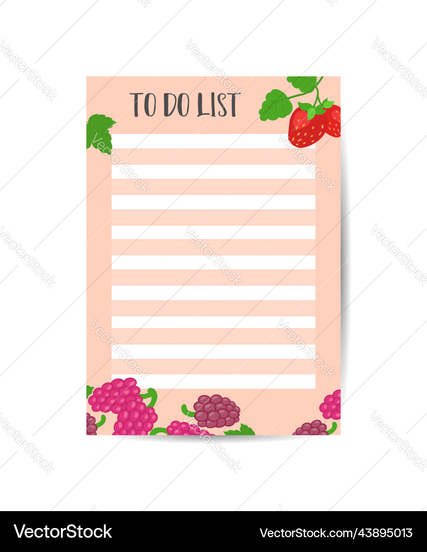 Template for to do list with cute summer objects Vector Image