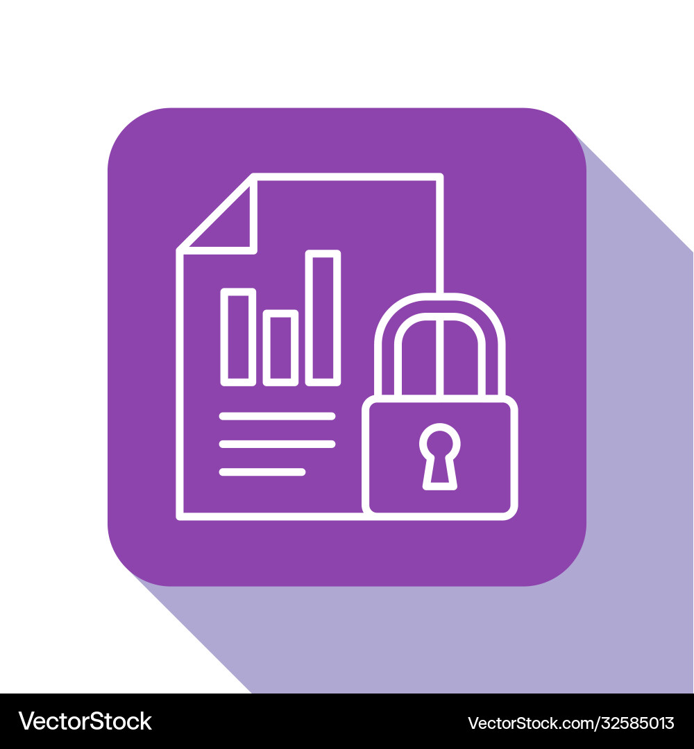 White line document and lock icon isolated Vector Image