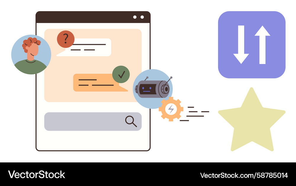 Chat interface with user interaction Chat interface with user interaction Vector Image
