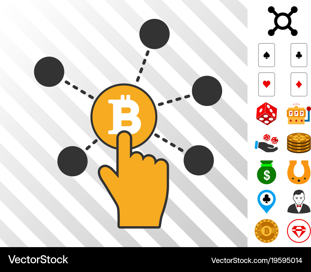 Click bitcoin node icon with bonus vector image