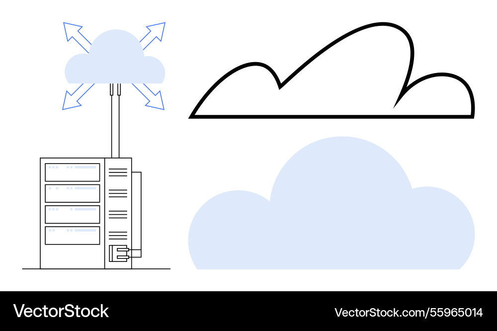 Cloud computing concept with server connection vector image