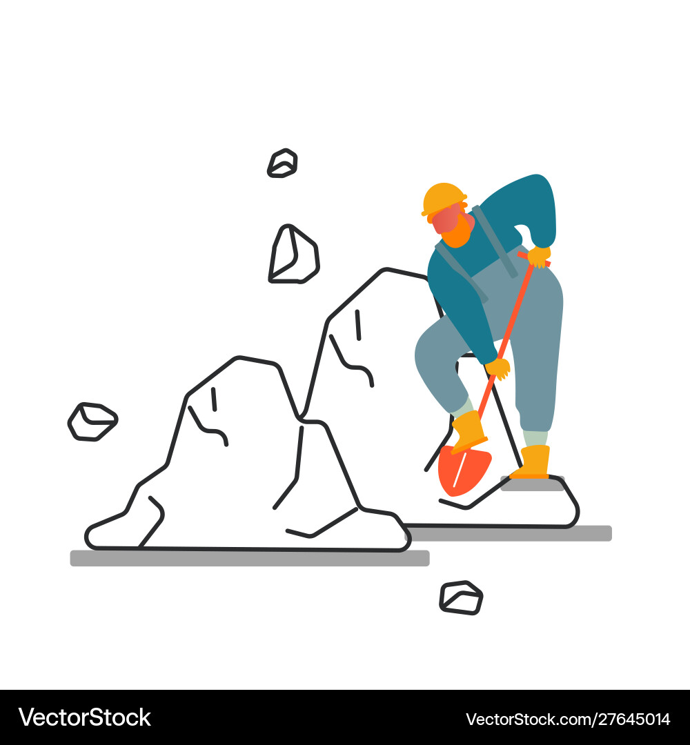 Coal mining concept miner character in working Coal mining concept miner character in working vector image