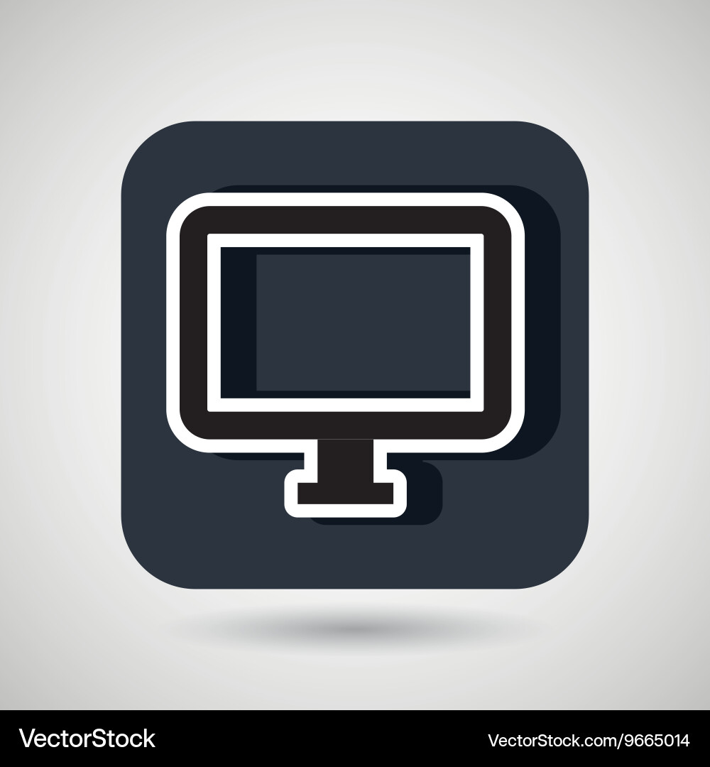 Computer monitor square button isolated icon Vector Image
