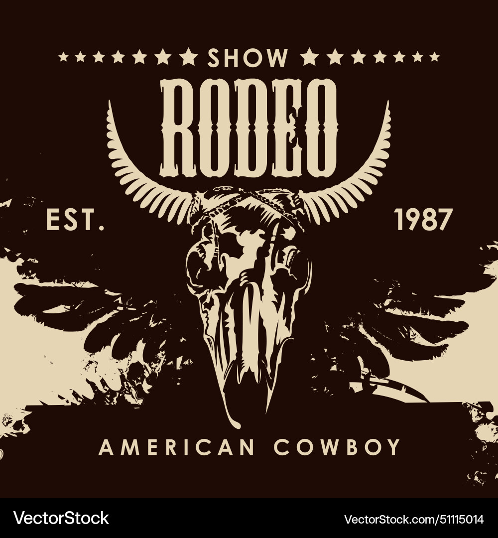 Cowboy rodeo show in retro style Cowboy rodeo show in retro style vector image