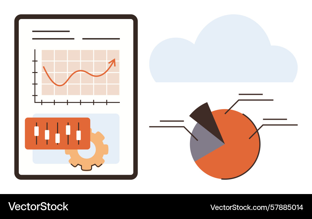 Datenanalyse Visualisierung mit Diagrammen Pie-Chart vektorbild