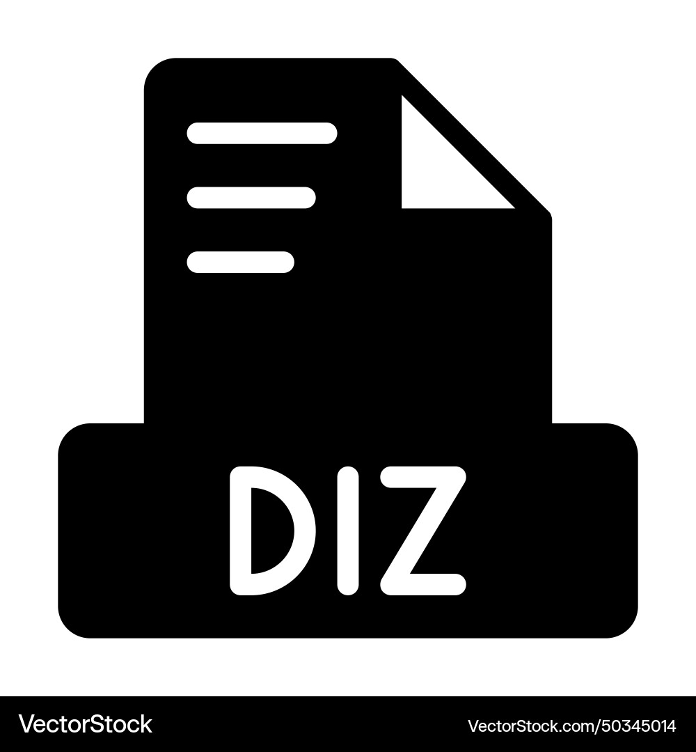 Diz file icon simple design solid style document Vector Image
