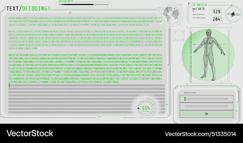 Hud Interface futuristisches Design mit Textdekodierung Hud Interface futuristisches Design mit Textdekodierung vektorbild