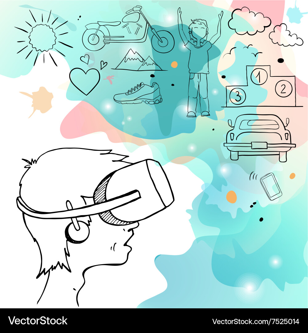 Man in device for virtual reality Vector Image