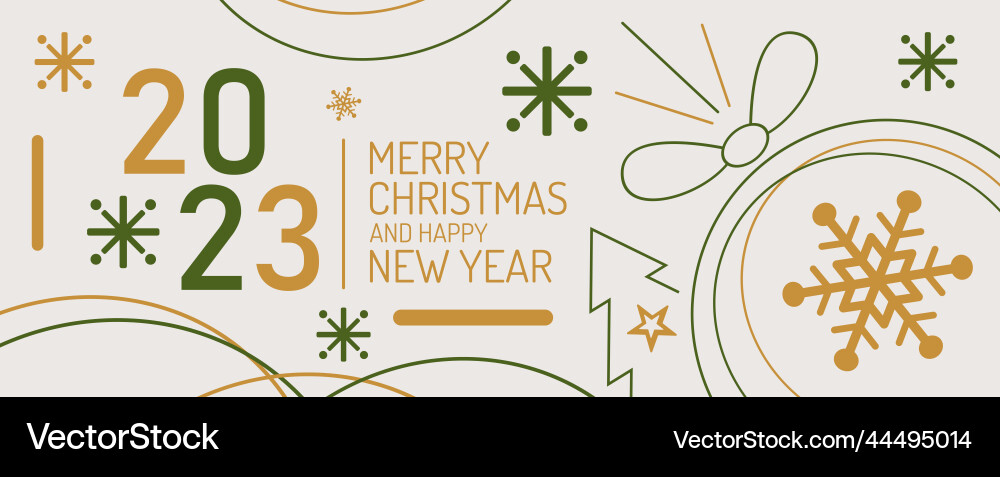 Merry Christmas & New Year Card Vector Image