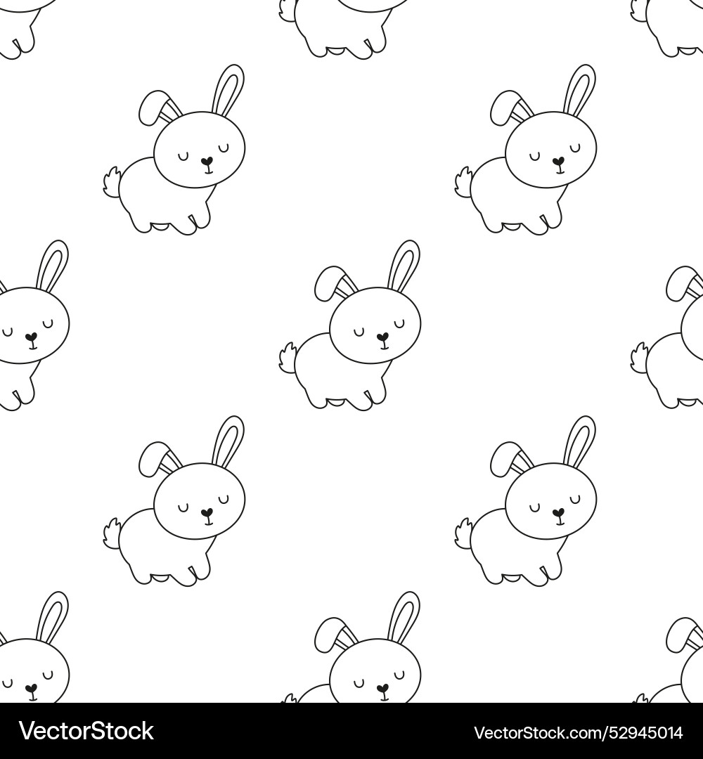 Outline rabbit seamless pattern Outline rabbit seamless pattern Vector Image