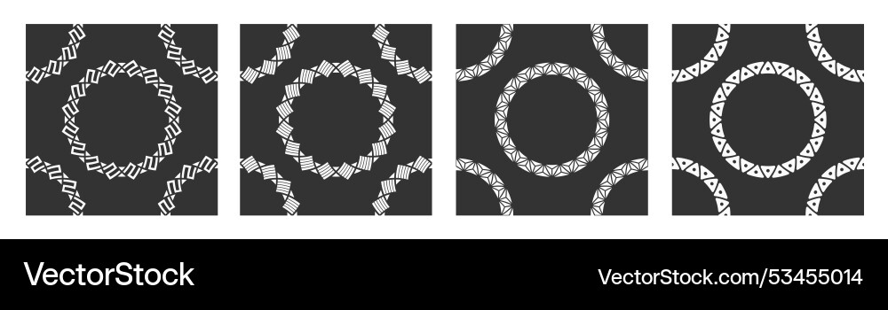 Set of four seamless patterns with round Set of four seamless patterns with round vector image