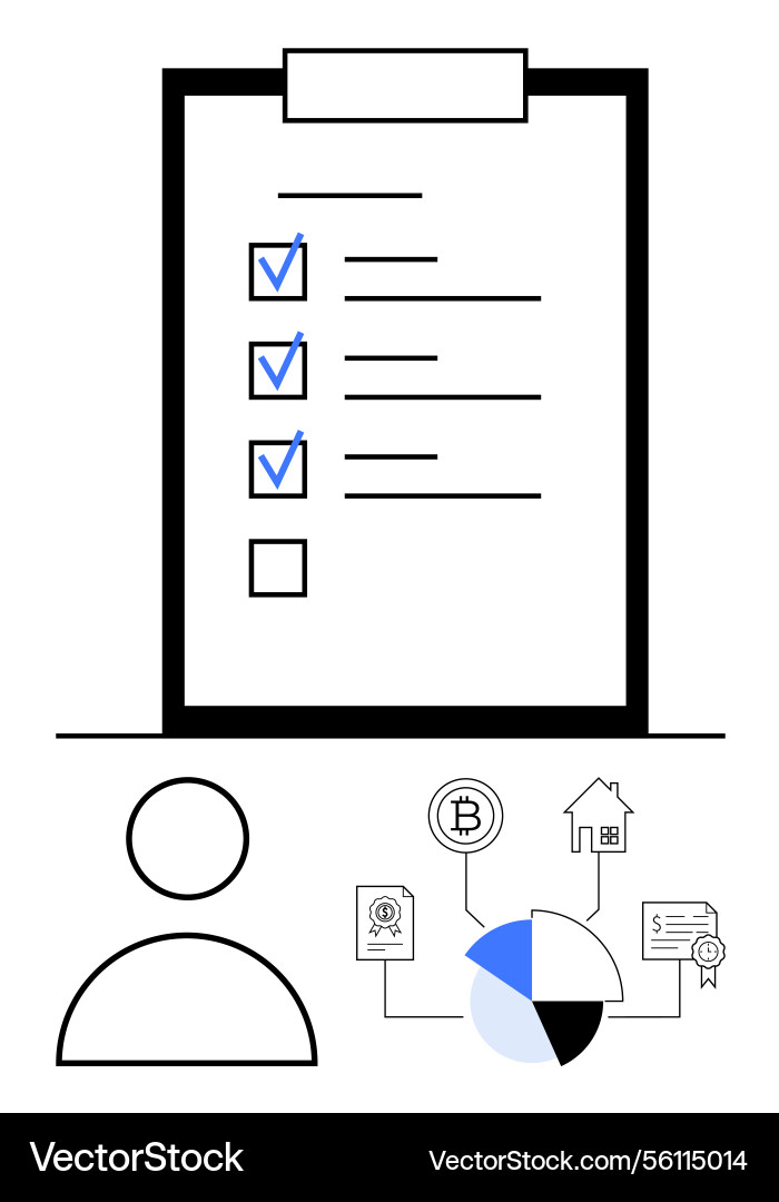 Task checklist with user profile and conceptual vector image