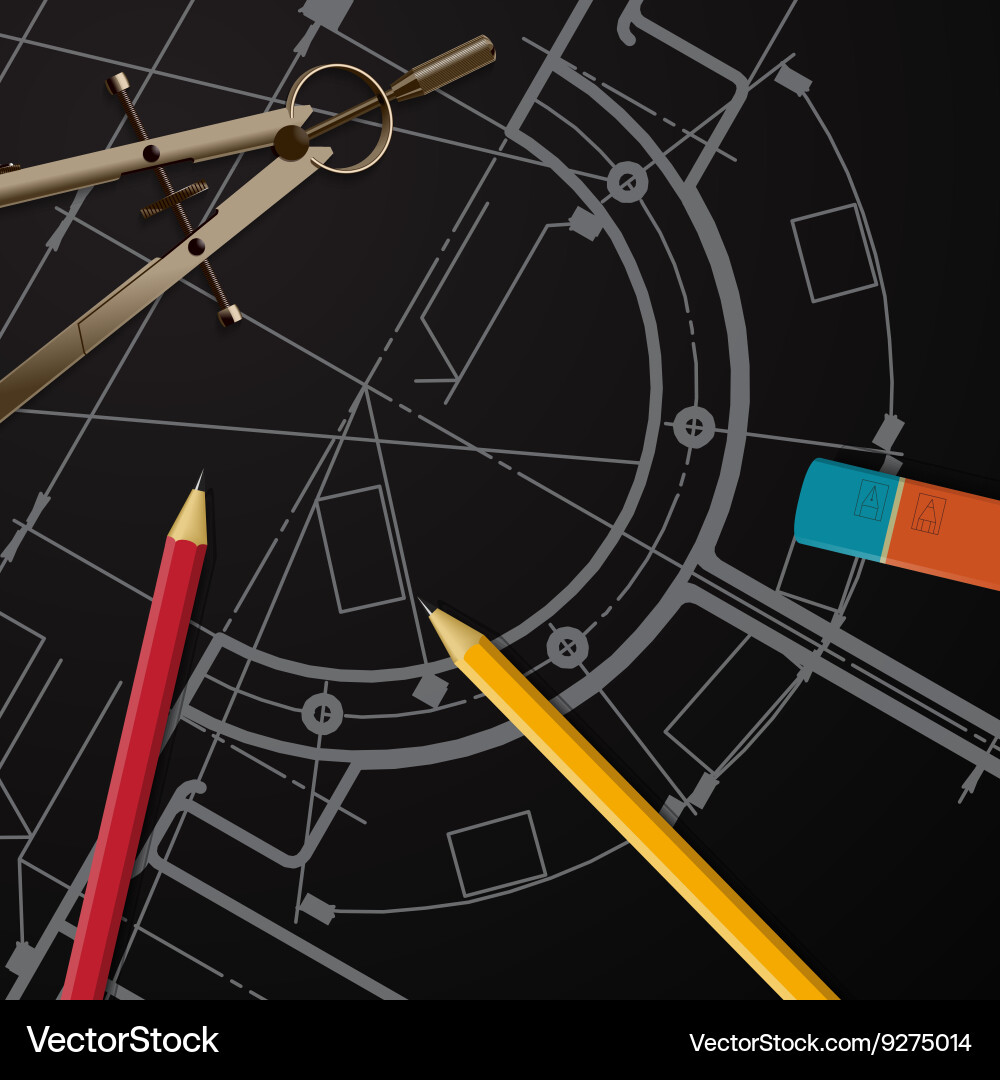 Technical blueprint of mechanism Vector Image