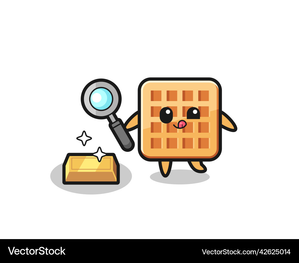 Waffle character is checking the authenticity vector image