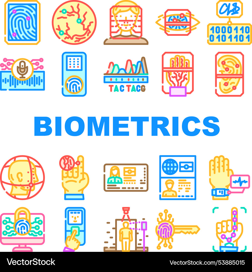 Biometrics authentication scan icons set Biometrics authentication scan icons set vector image