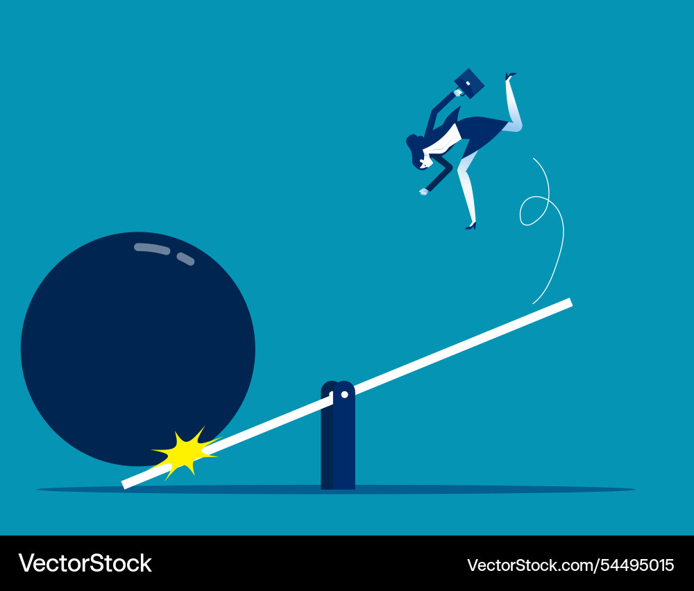 Businesswoman with huge debt business scale Businesswoman with huge debt business scale vector image