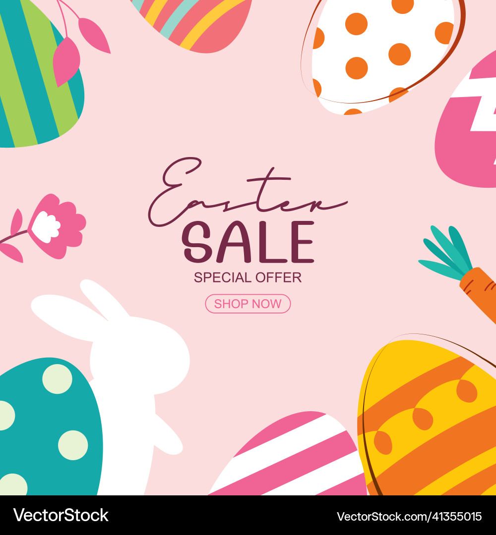 Easter sale banner design template with colorful Easter sale banner design template with colorful vector image