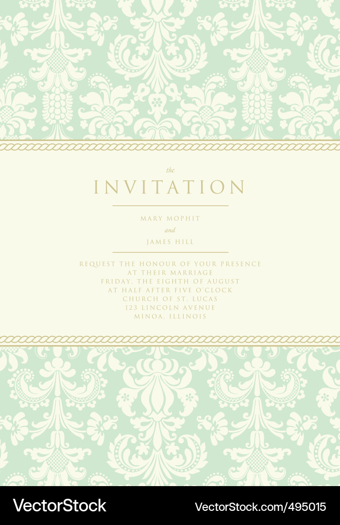 Elegante Damask Hochzeit Einladung Vektorbild