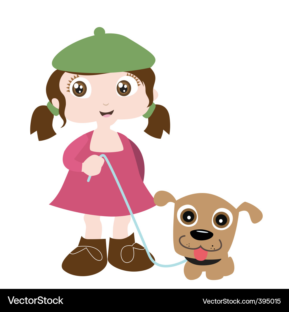 Girl with dog friend Vector Image