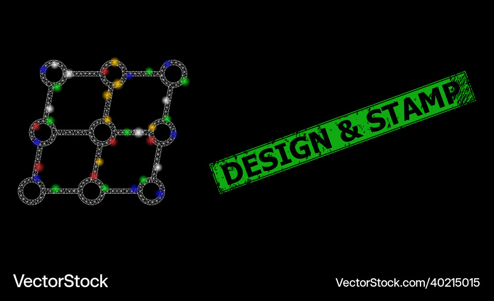 Grunge design and stamp seal with net shifted grid Grunge design and stamp seal with net shifted grid Vector Image