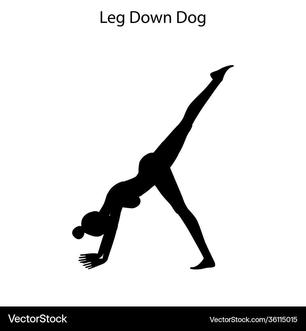 Leg down Hund posieren Yoga-Übung Silhouette vektorbild