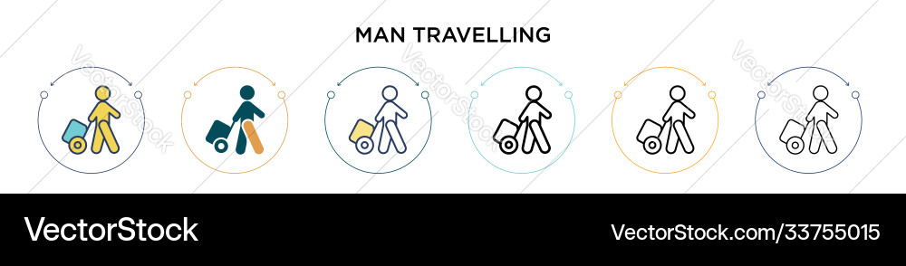 Man travelling icon in filled thin line outline Man travelling icon in filled thin line outline vector image