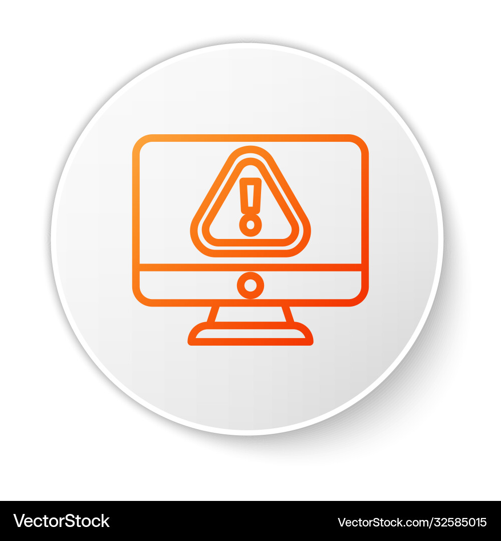 Orange line computer monitor with exclamation mark Orange line computer monitor with exclamation mark vector image