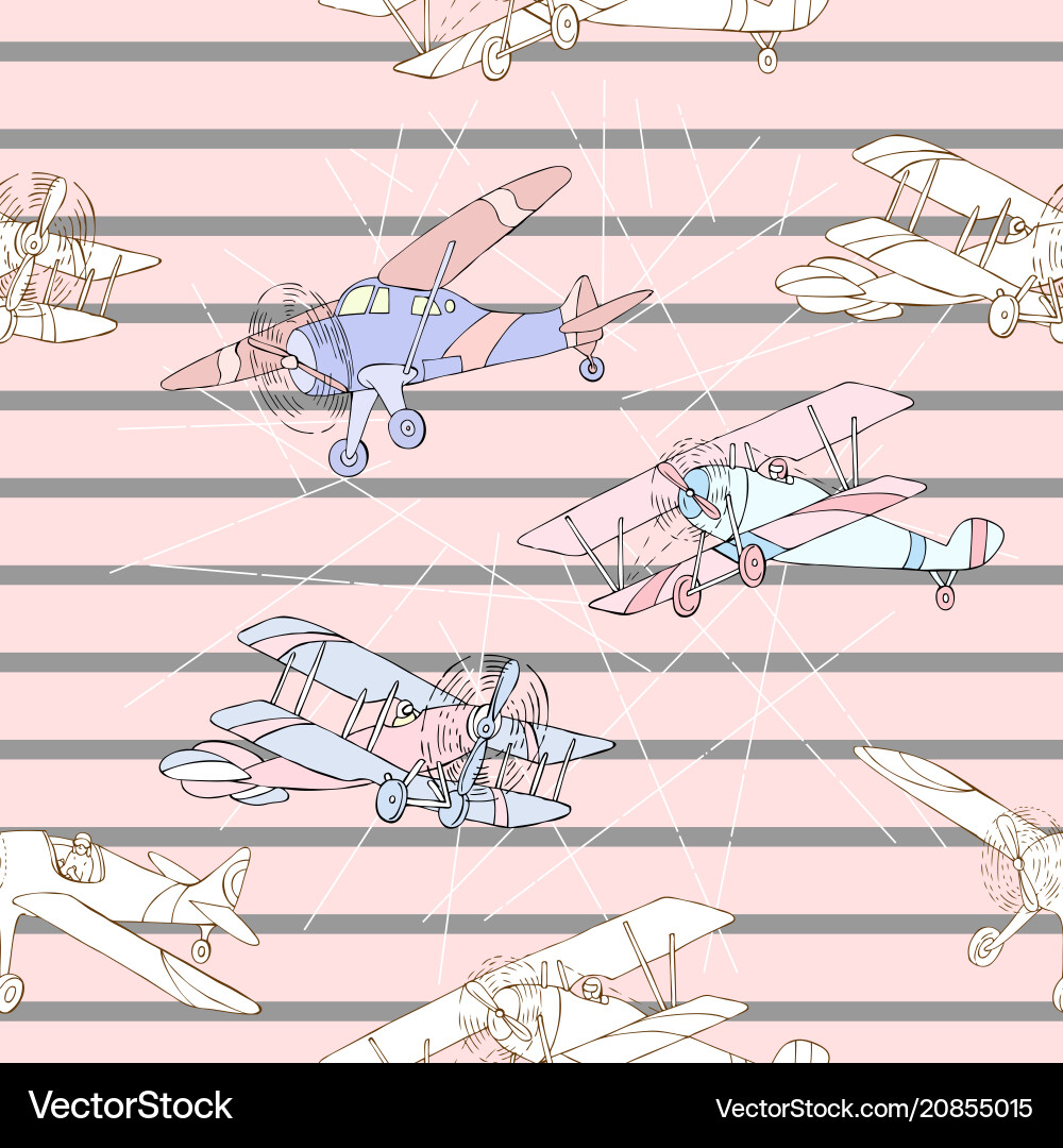 Seamless pattern with clouds and airplanes Vector Image