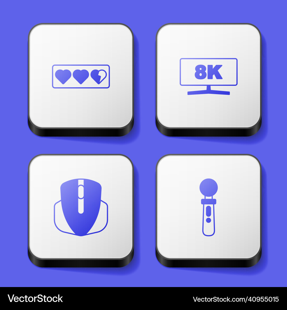 Set game life bar computer monitor mouse and vr Set game life bar computer monitor mouse and vr vector image
