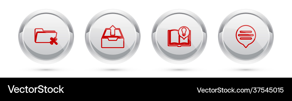 Set line folder service upload inbox interesting Vector Image