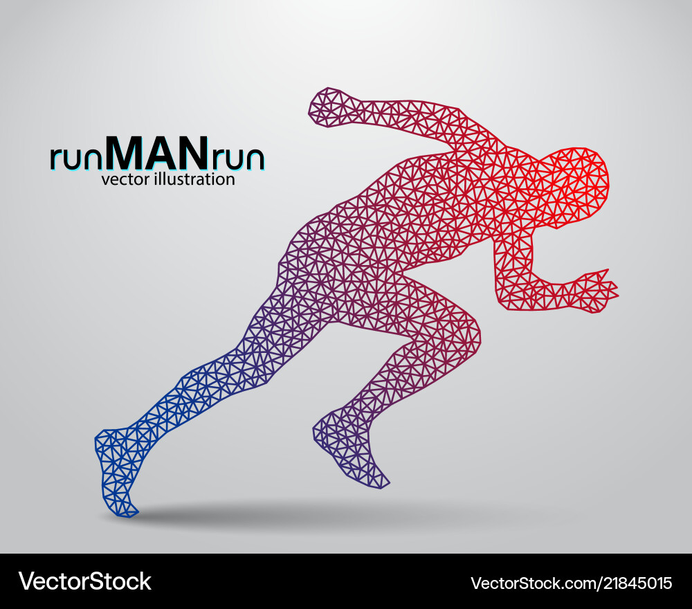 Silhouette of a running man from triangle vector image