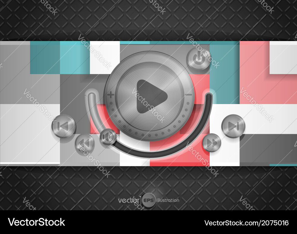 Abstract technology app icon with music button vector image