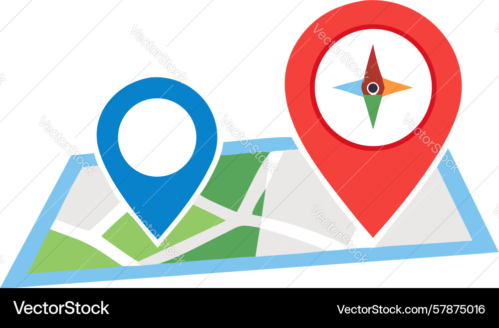 Blue location pin on map symbolizing precise Vector Image