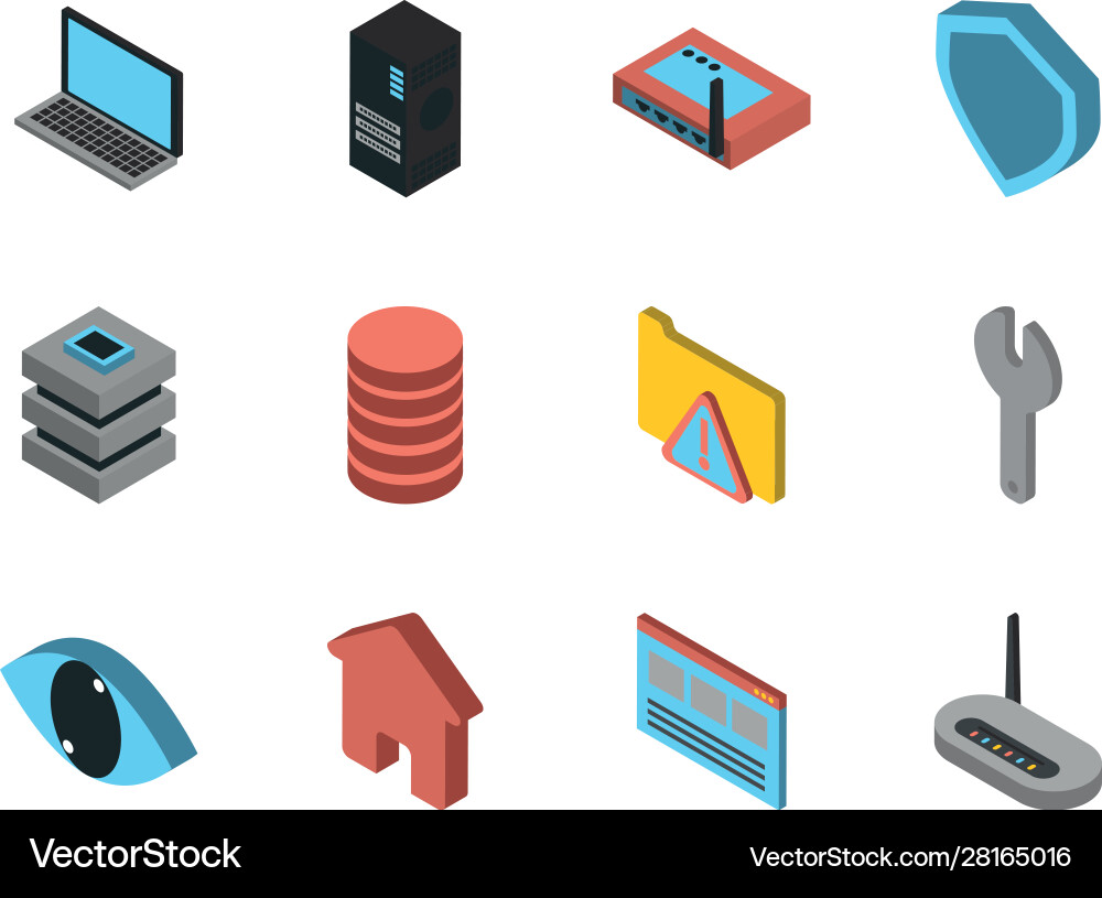 Bundle data server set icons Bundle data server set icons vector image
