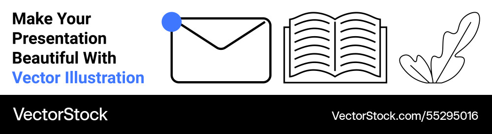 Clean design with envelope open book and leaf Vector Image
