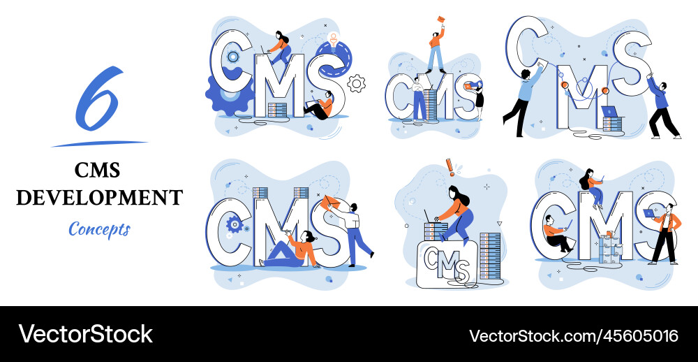 Concept of digital content management system cms Concept of digital content management system cms Vector Image