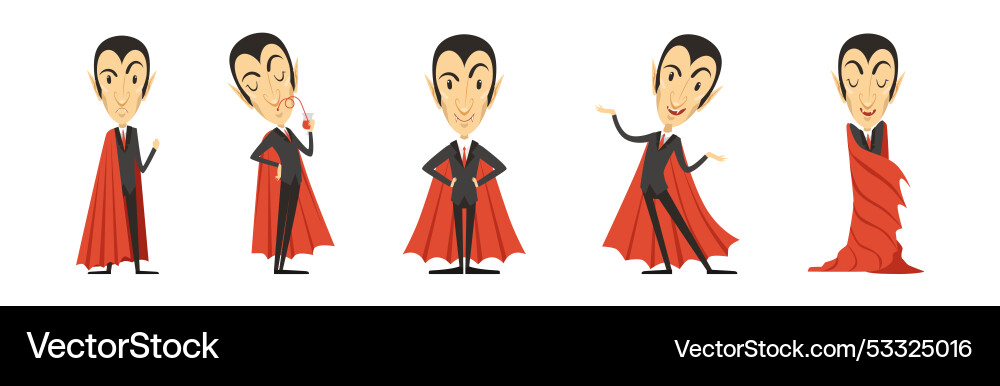 Count dracula character with fangs wearing red Vector Image