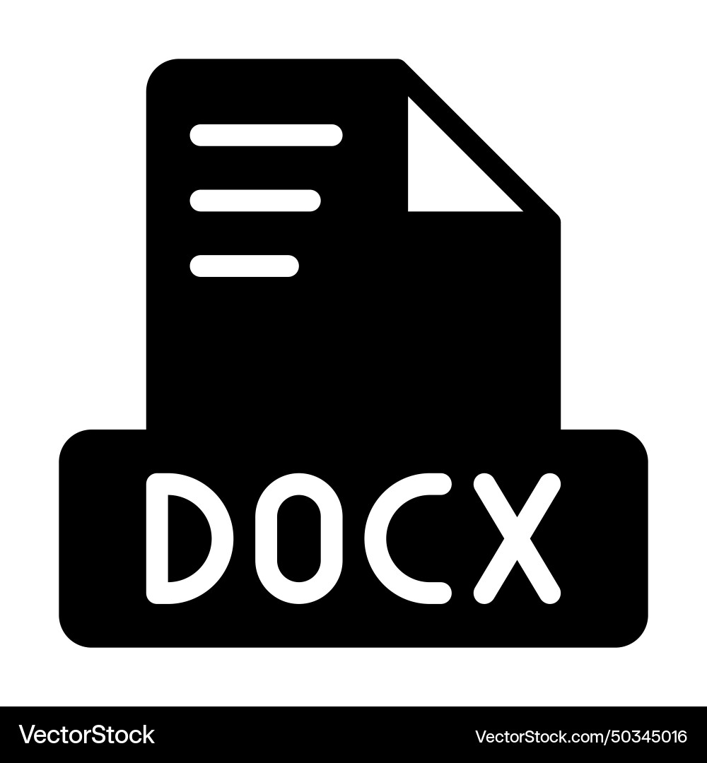 Docx file icon simple design solid style document Docx file icon simple design solid style document vector image