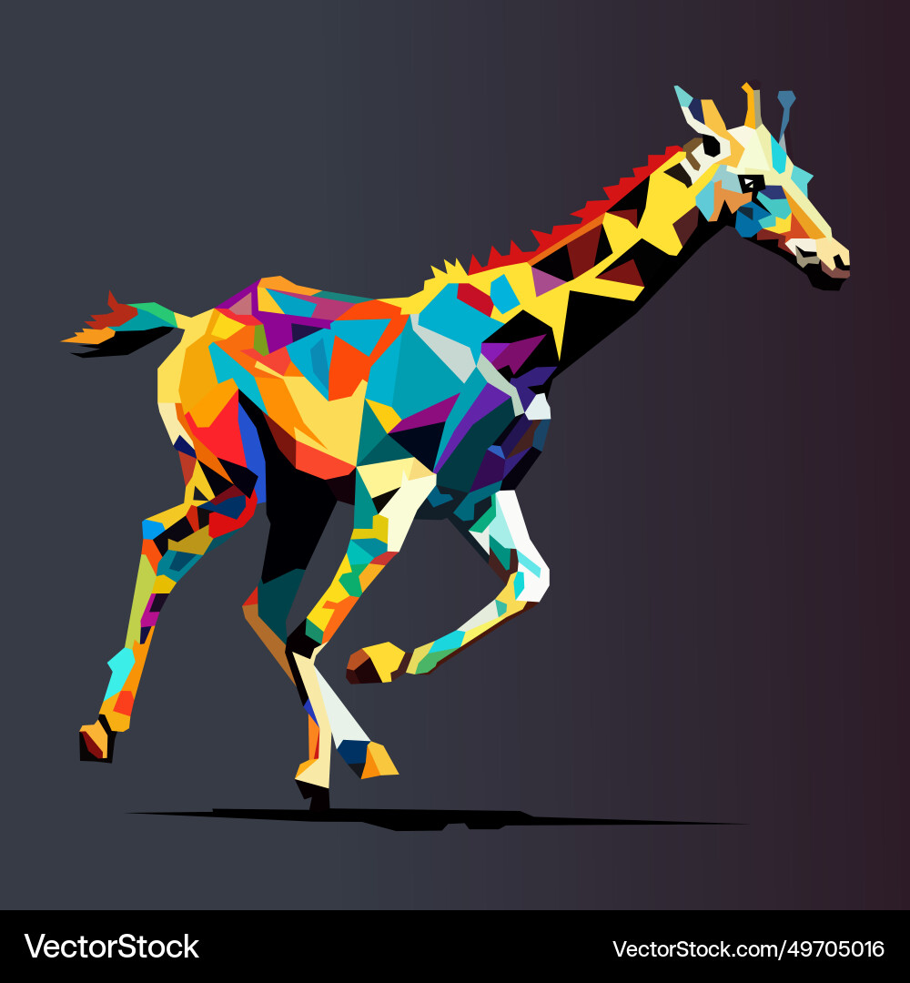 Giraffe running drawn using art style pop Vector Image
